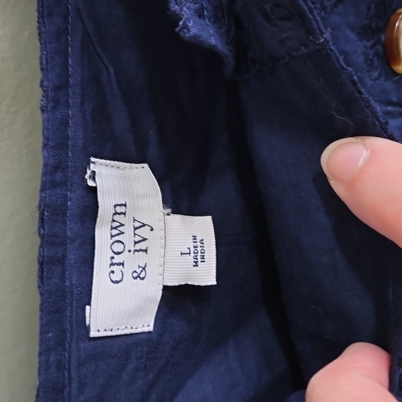 Crown & Ivy Navy Blue Eyelet Summer Top - Picture 3 of 4